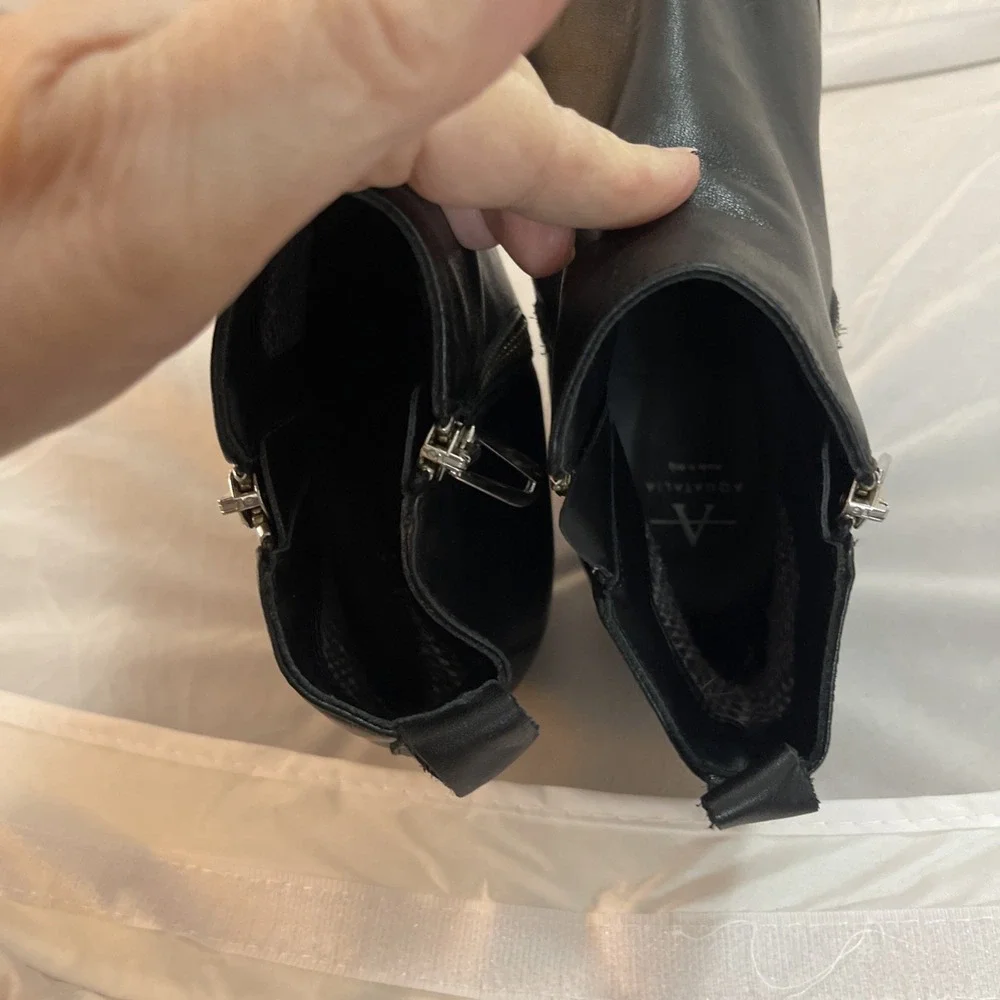 Aquatalia Fantina Weatherproof Bootie Black Leather Women‎ 8.5M RUNS SMALL Italy